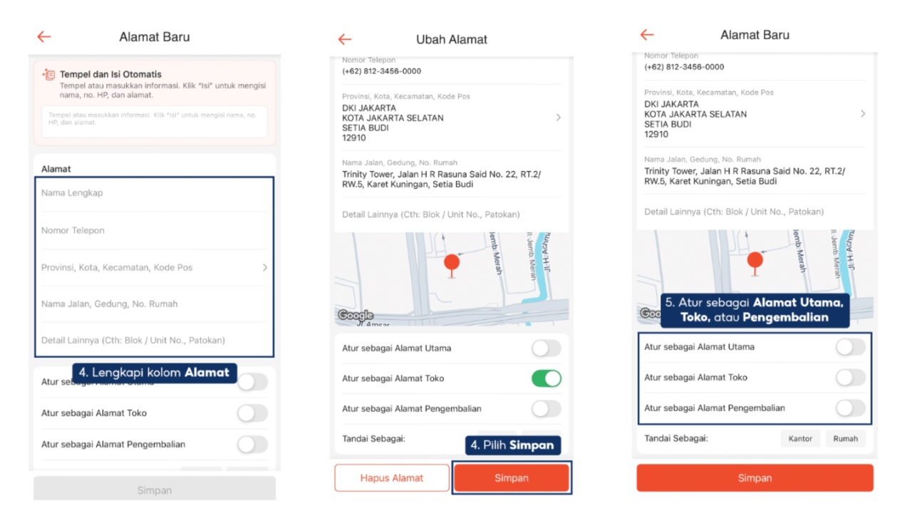 cara mengubah alamat toko di shopee